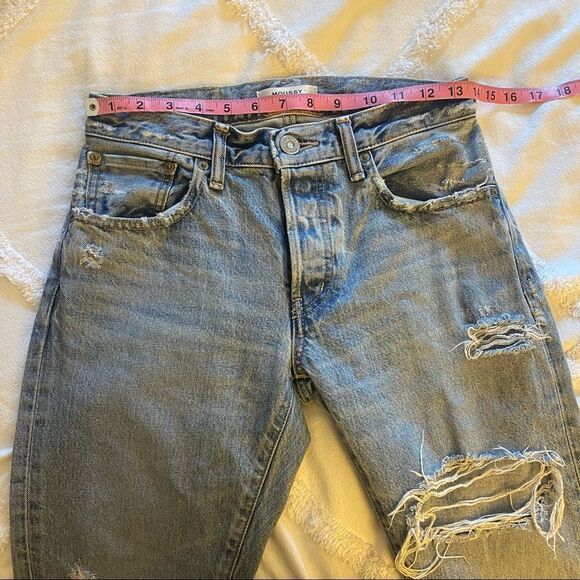 Revolve Moussy Straight Leg Distressed Blue Jeans - Picture 9 of 12